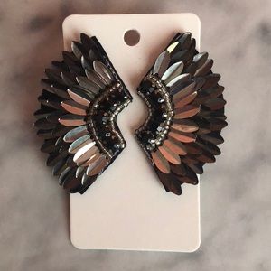 Black & Silver Wing Earrings